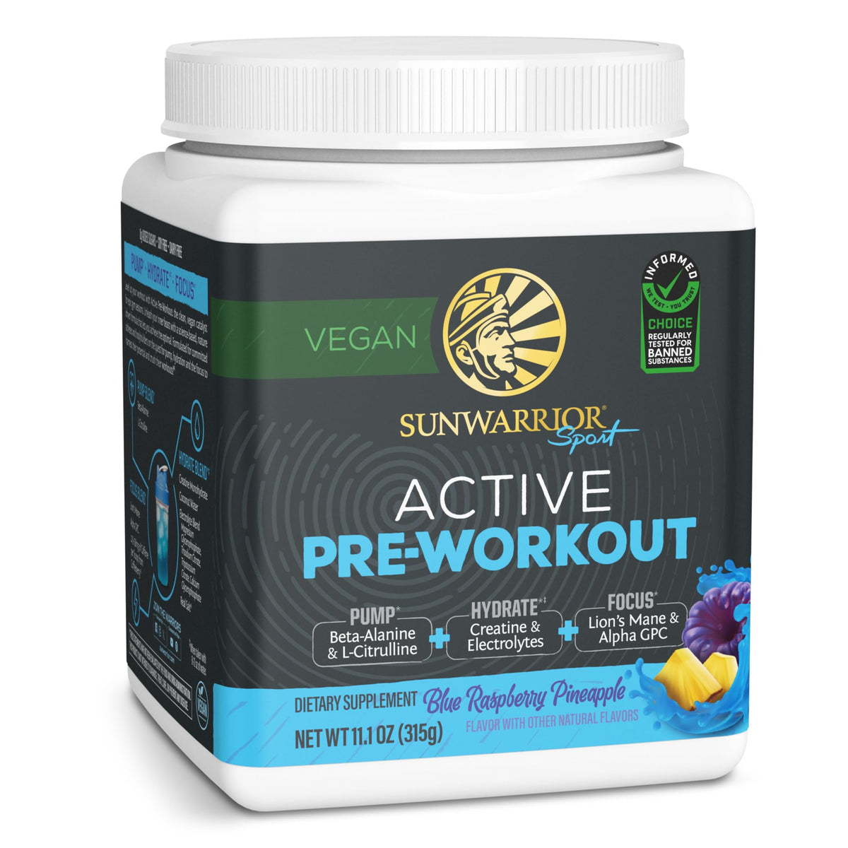 Sunwarrior Pre Entrenamiento: cuchara de medición lista para preparar tu dosis diaria de energía.
