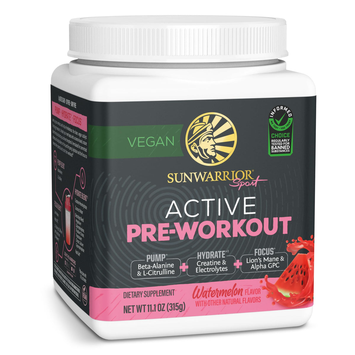 Sunwarrior preentrenamiento, bote visible para impulso previo al entrenamiento.