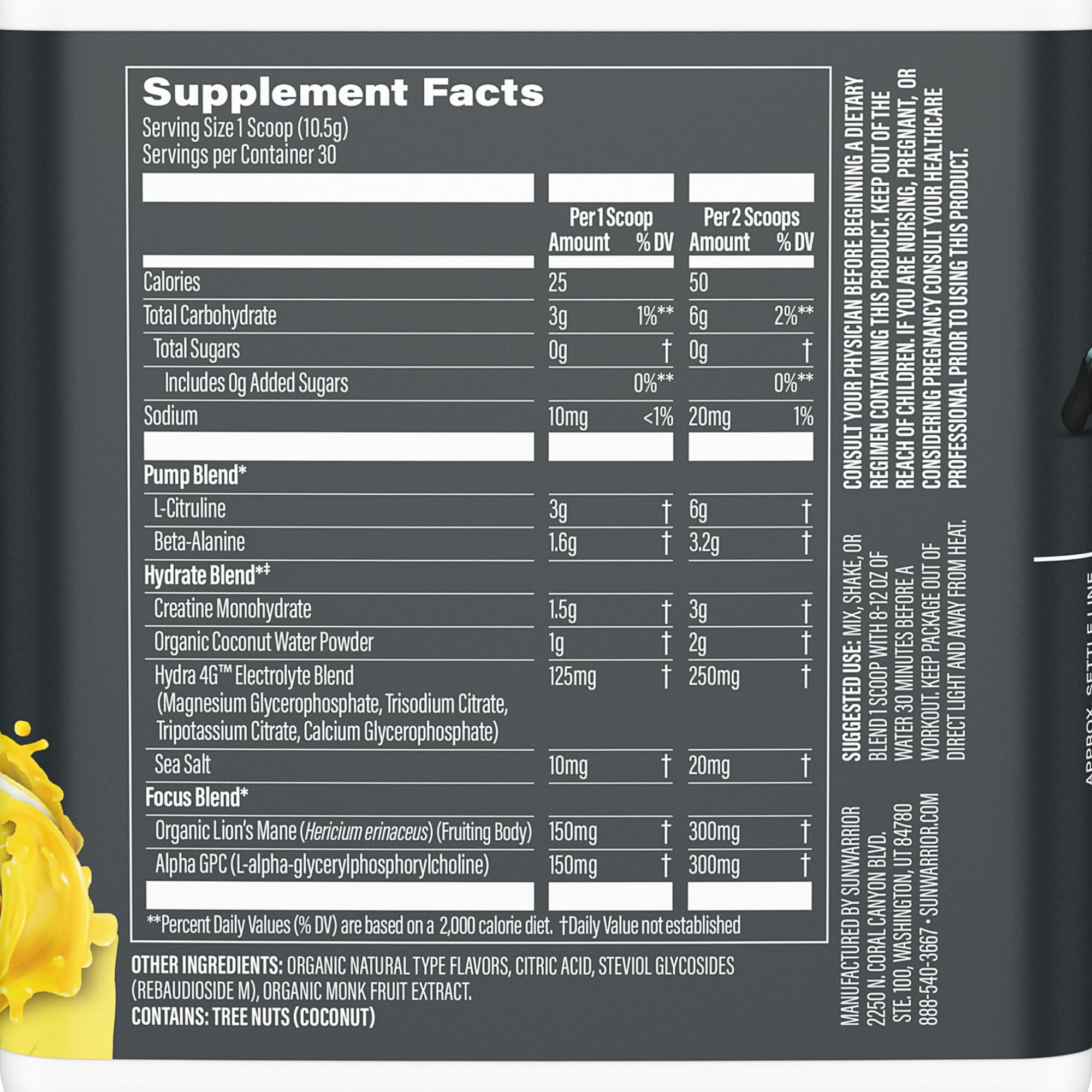 Sunwarrior Preentrenamiento Activo cucharada Yuzu Mango para mezclar rápido