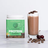 Sunwarrior proteína arroz chocolate, textura cremosa para helados y postres nutritivos.