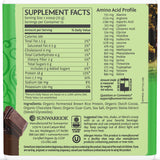 Sunwarrior proteína arroz chocolate, medida incluida, facilita dosis consistentes para desayunos rápidos.