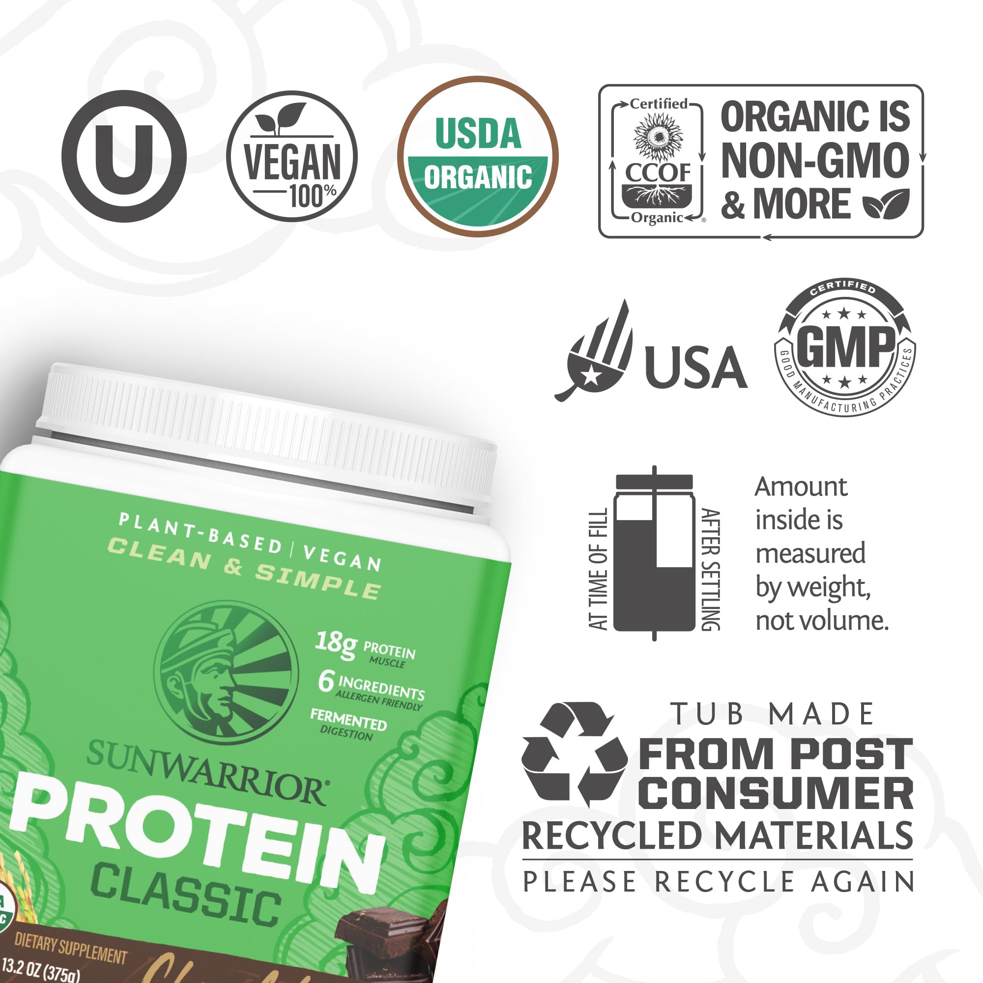 Sunwarrior proteina arroz chocolate, mezcla suave en batidos para nutrición post entreno.