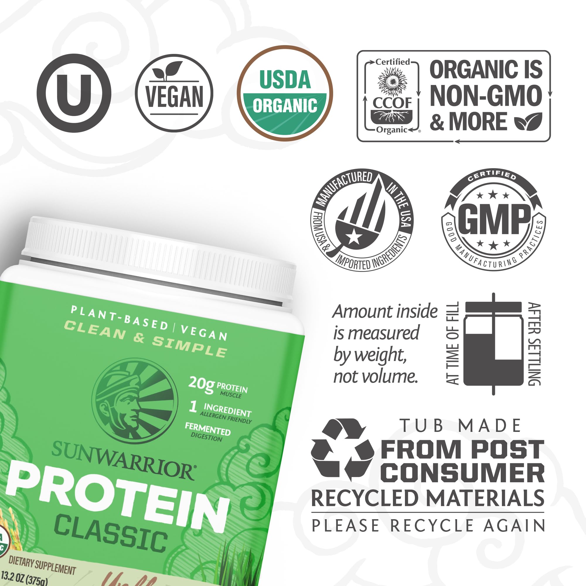 Sunwarrior proteína de arroz integral para batidos cremosos y suaves.
