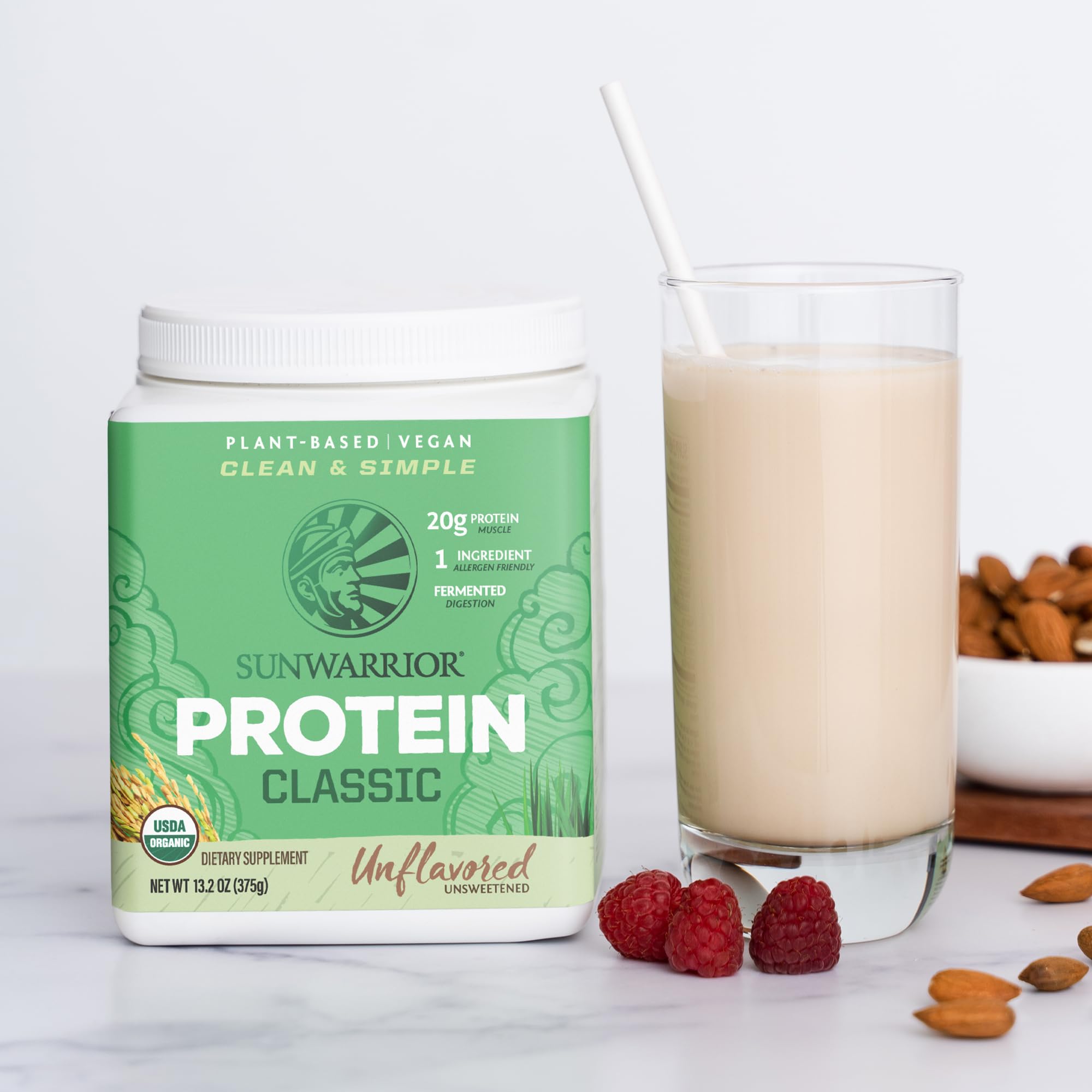 Sunwarrior Proteína de Arroz Integral con aminoacidos esenciales, complemento nutritivo para entrenamientos.