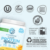 Sunwarrior Proteína Clara medidor y polvo listo para mezclar rápidamente.