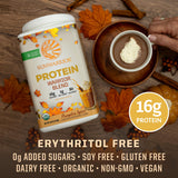 Sunwarrior Proteína Vegana aroma a calabaza para una experiencia reconfortante.