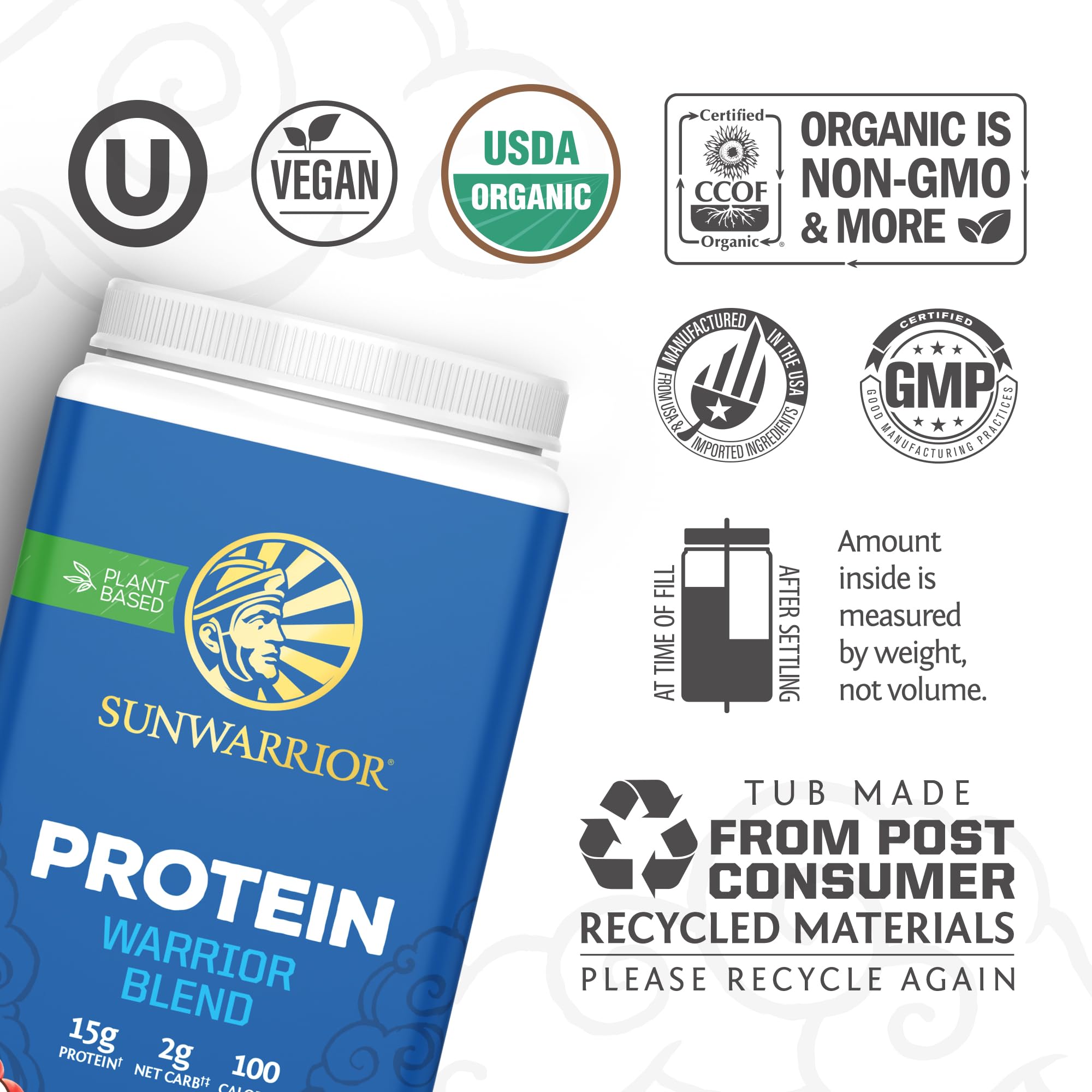 Sunwarrior batido vegano, mezcla suave en vaso para entrenamiento.