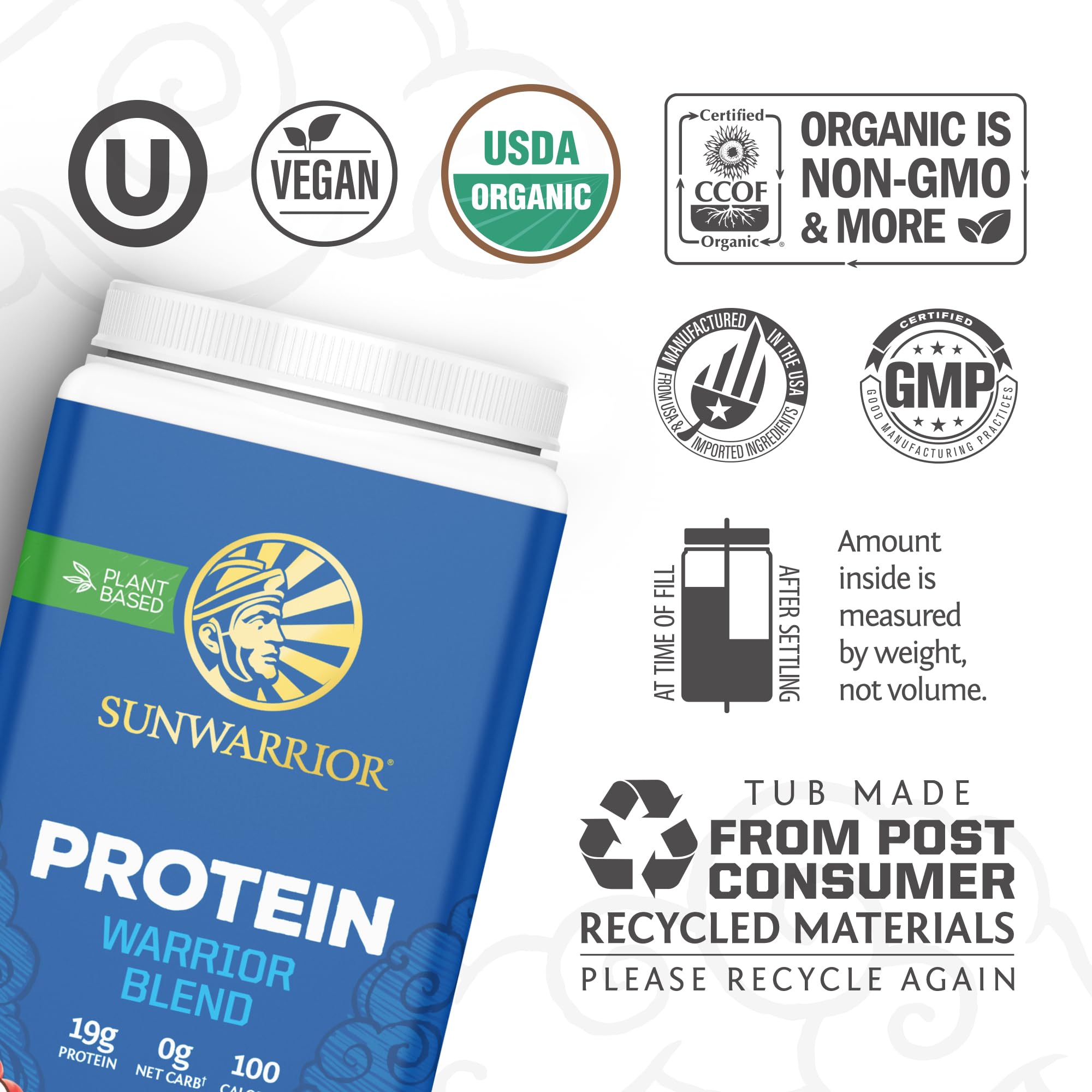 Proteina vegan Sunwarrior sin-sabor para mezclar sin alterar el gusto