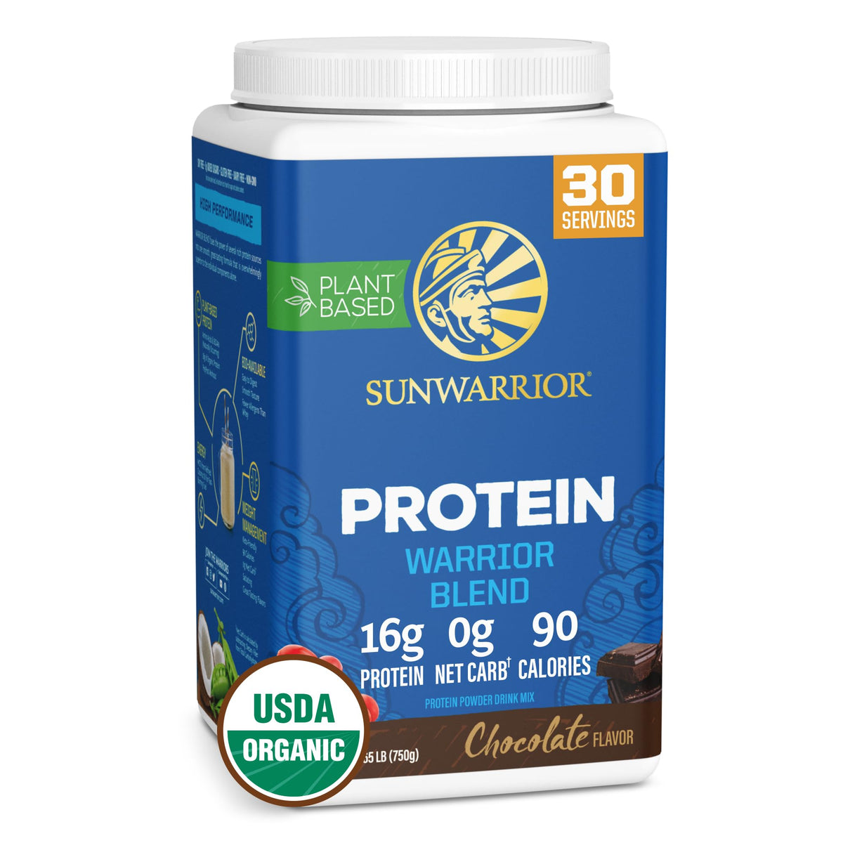 Sunwarrior Proteína vegetal chocolate, ideal para batidos y energía sostenida.