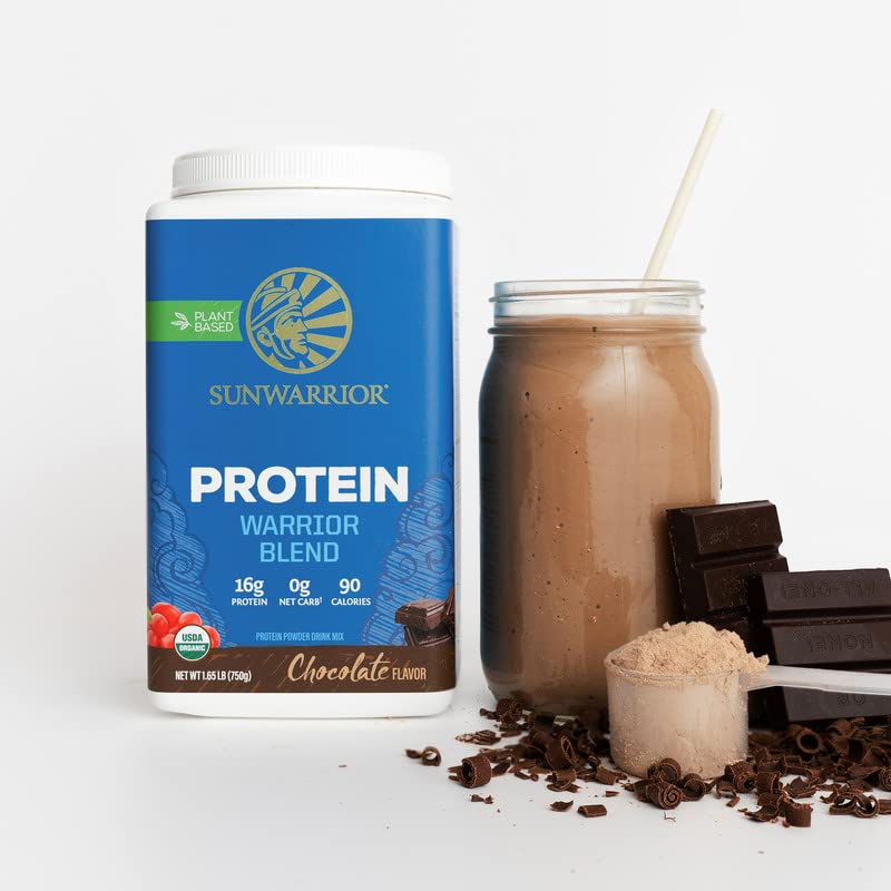 Sunwarrior Proteína vegetal chocolate, post-entrenamiento para recuperación sabrosa.
