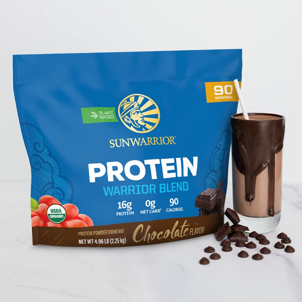 Sunwarrior Proteína Vegetal Chocolate textura cremosa, fácil de mezclar en batidos.