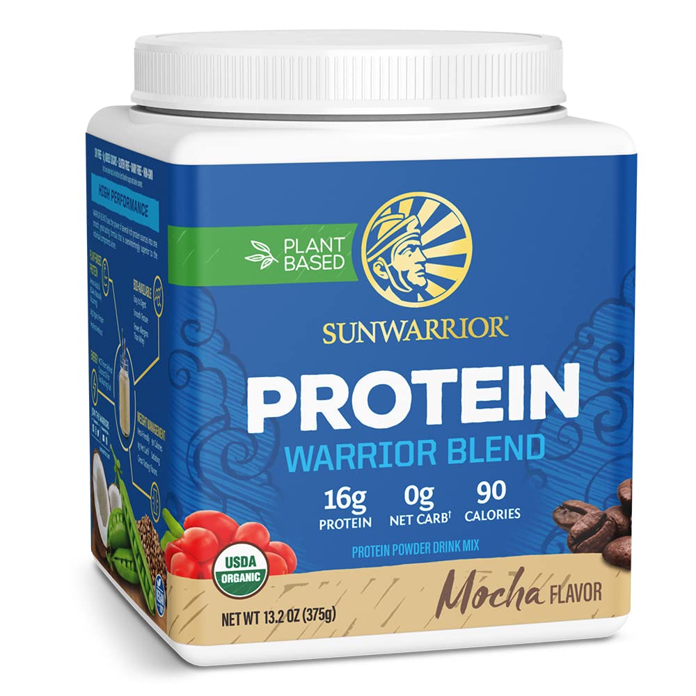 Sunwarrior proteina vegetal mocha polvo, ideal para batidos energizantes tras entrenar