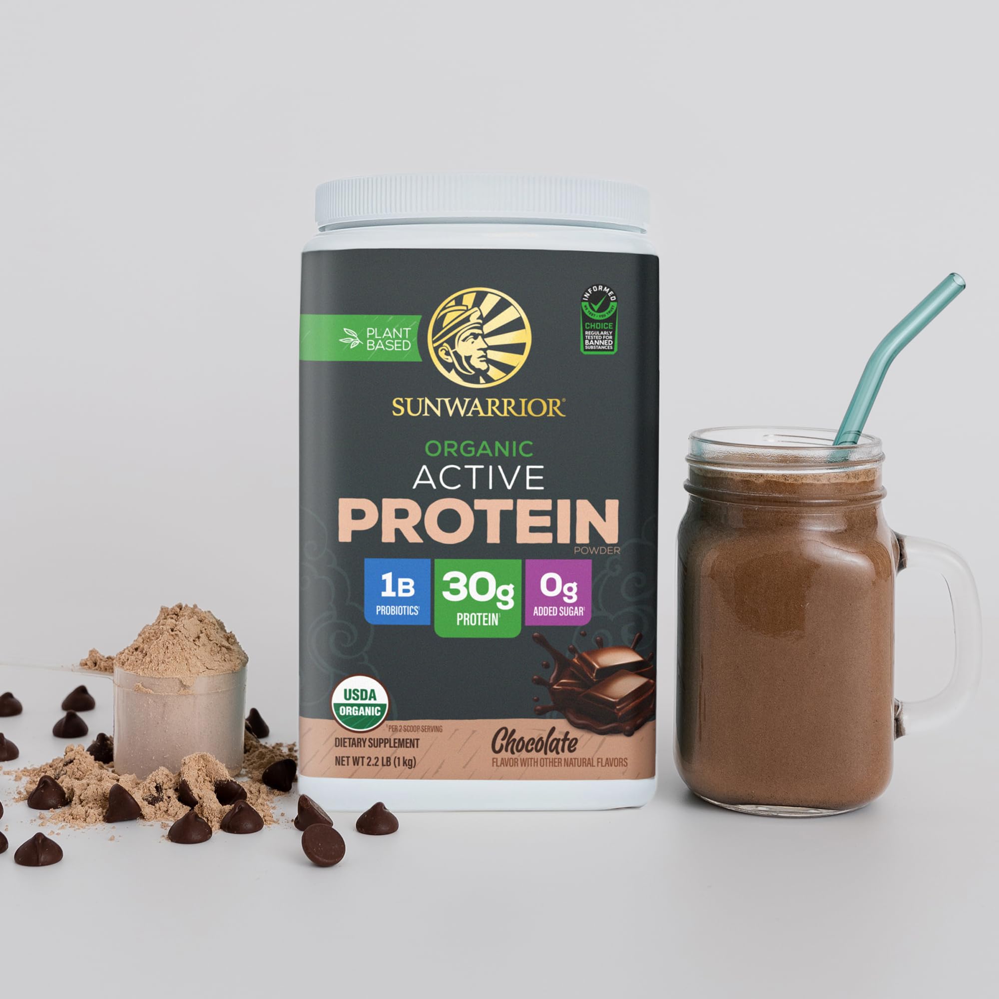 Sunwarrior proteína vegetal chocolate, textura suave para mezclas fáciles