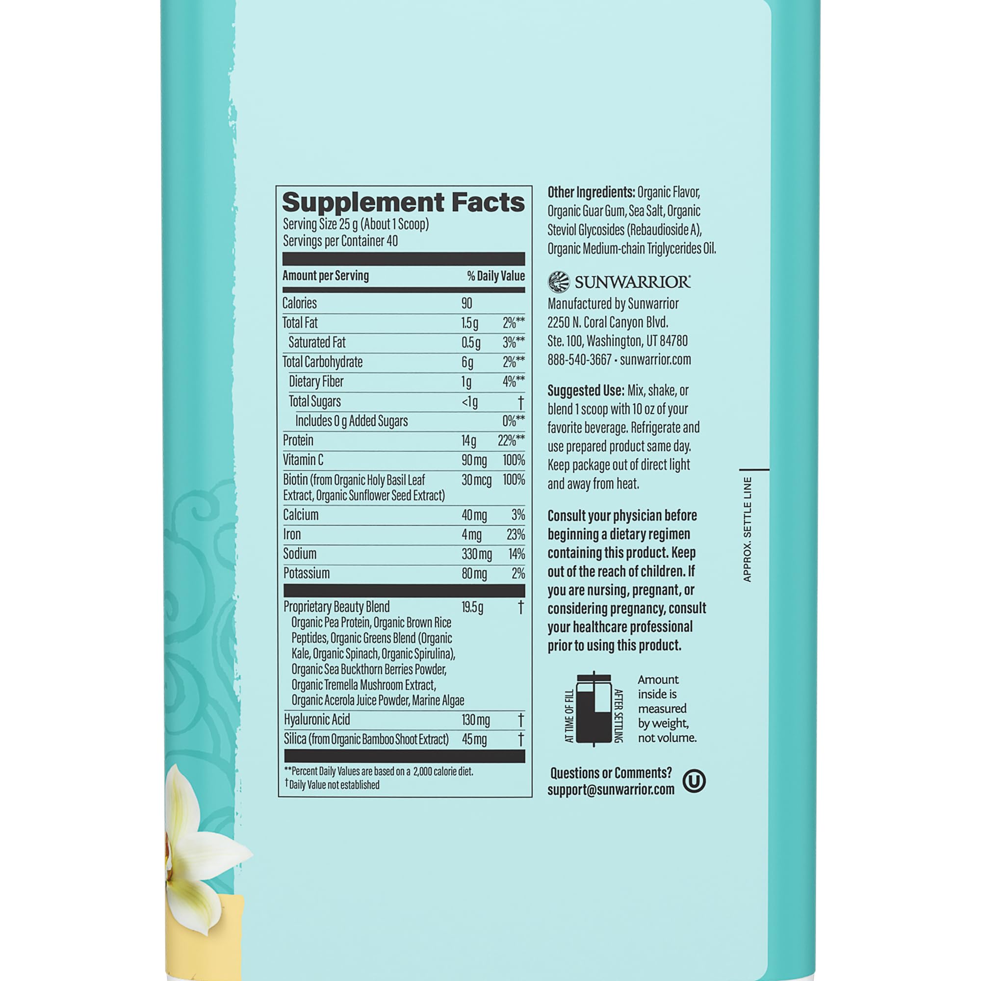 Sunwarrior Proteína vegetal para colágeno, polvo fácil de mezclar en batidos