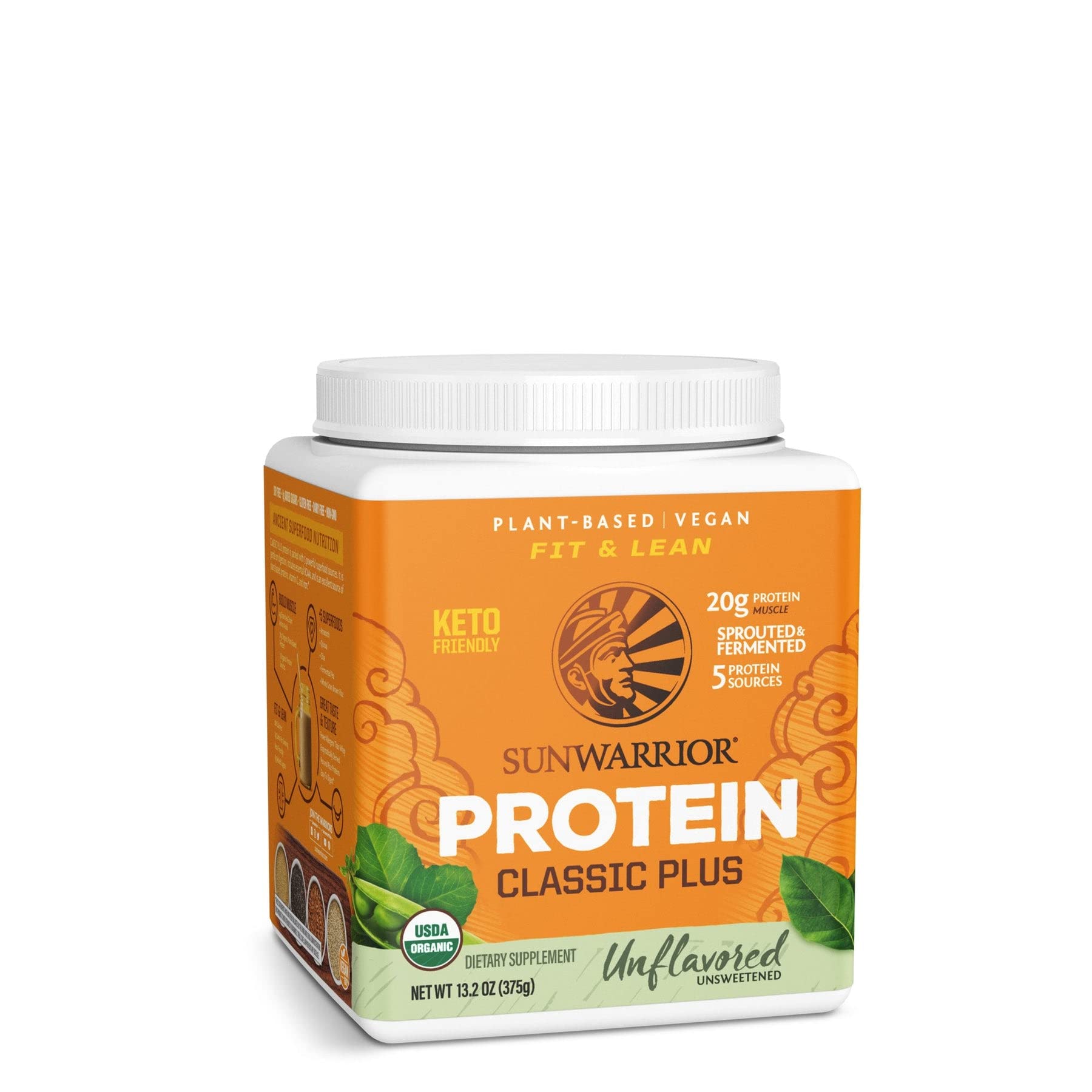 Sunwarrior Proteína vegetal sin sabor, bote para recuperación muscular suave