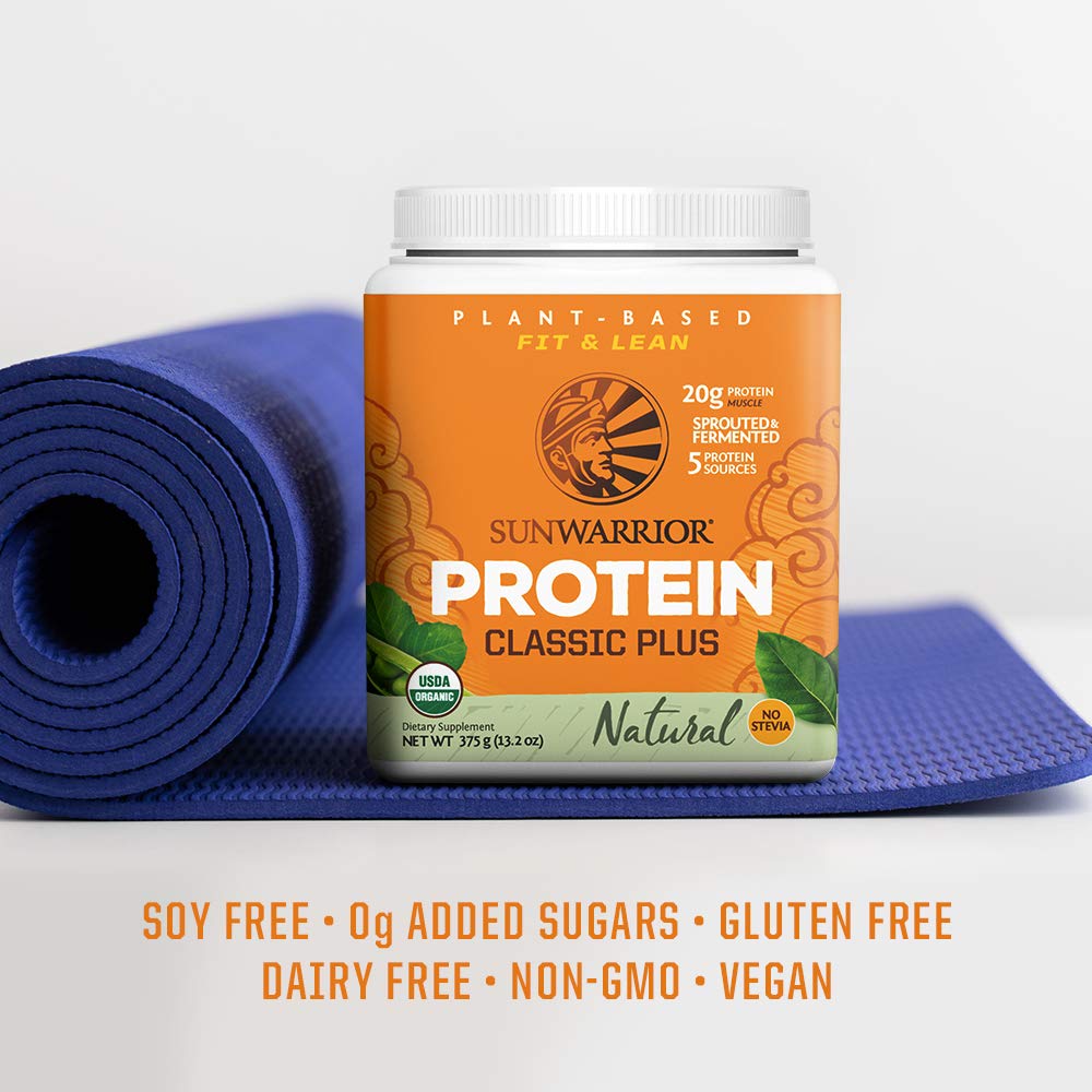 Sunwarrior proteína vegetal sin sabor, envase ecológico que mantiene la frescura