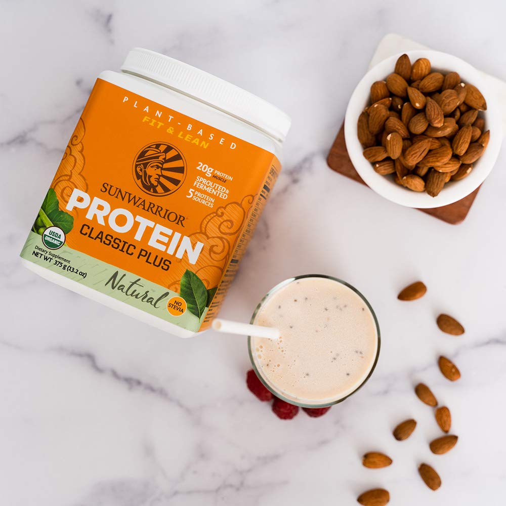 Sunwarrior proteína vegetal sin sabor, medida para porciones precisas en cada batido