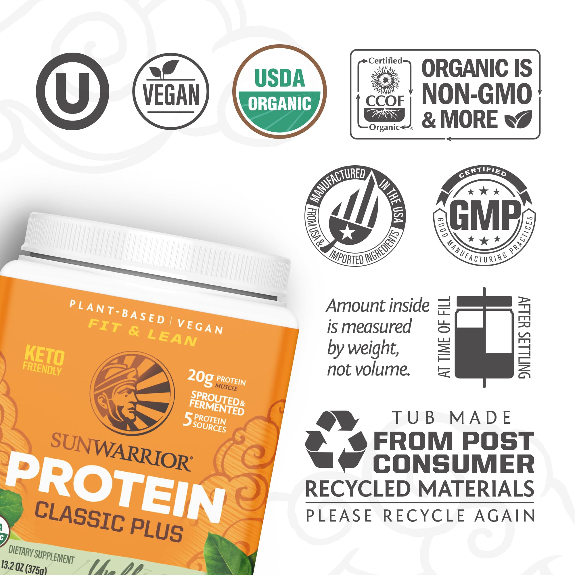 Sunwarrior proteína vegetal sin sabor, textura cremosa ideal para smoothies