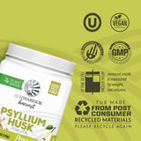 Sunwarrior Psyllium Husk polvo orgánico pera, uso en avena para saciedad suave.