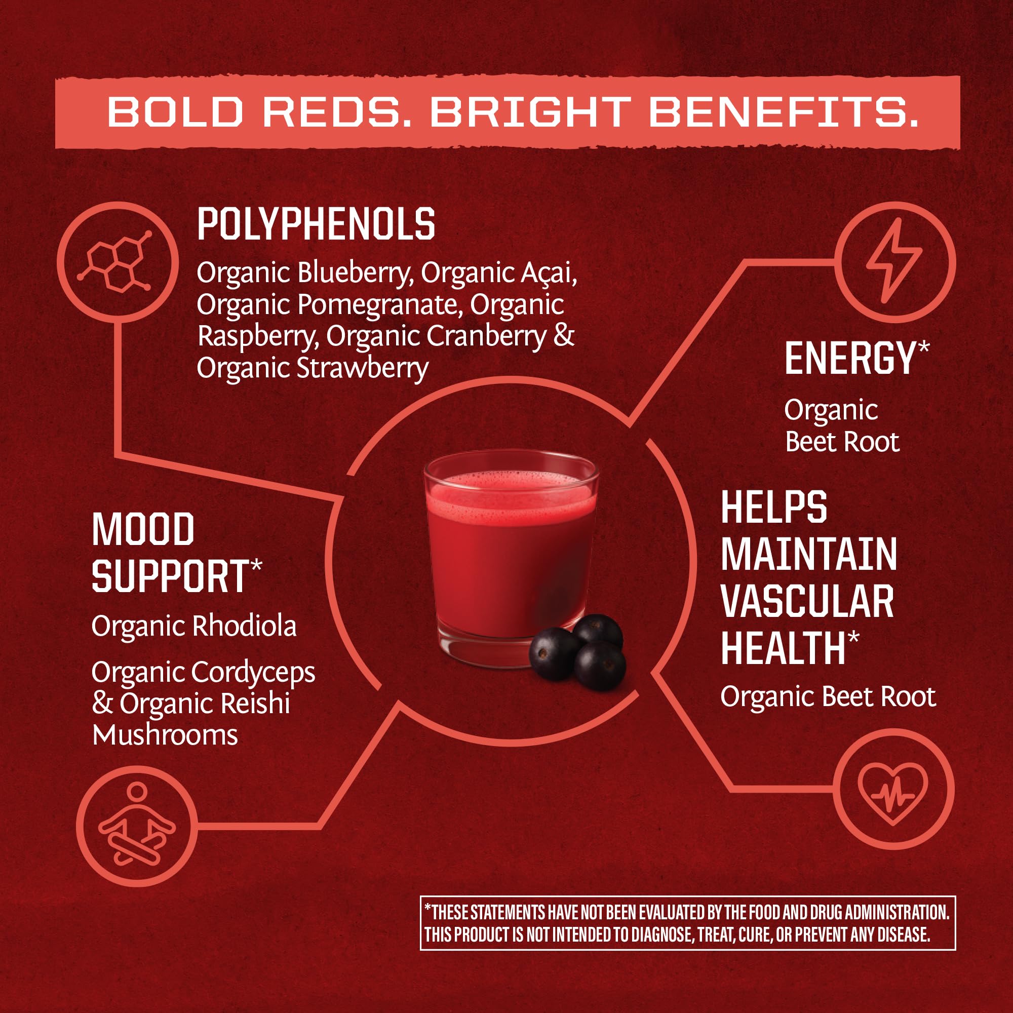 Sunwarrior Súper-Rojos Orgánico bayas antioxidantes para sabor y vitalidad.