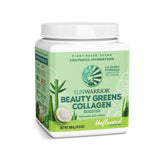 Sunwarrior Verdes Colágeno, lata de 300 g, ideal para batidos diarios.