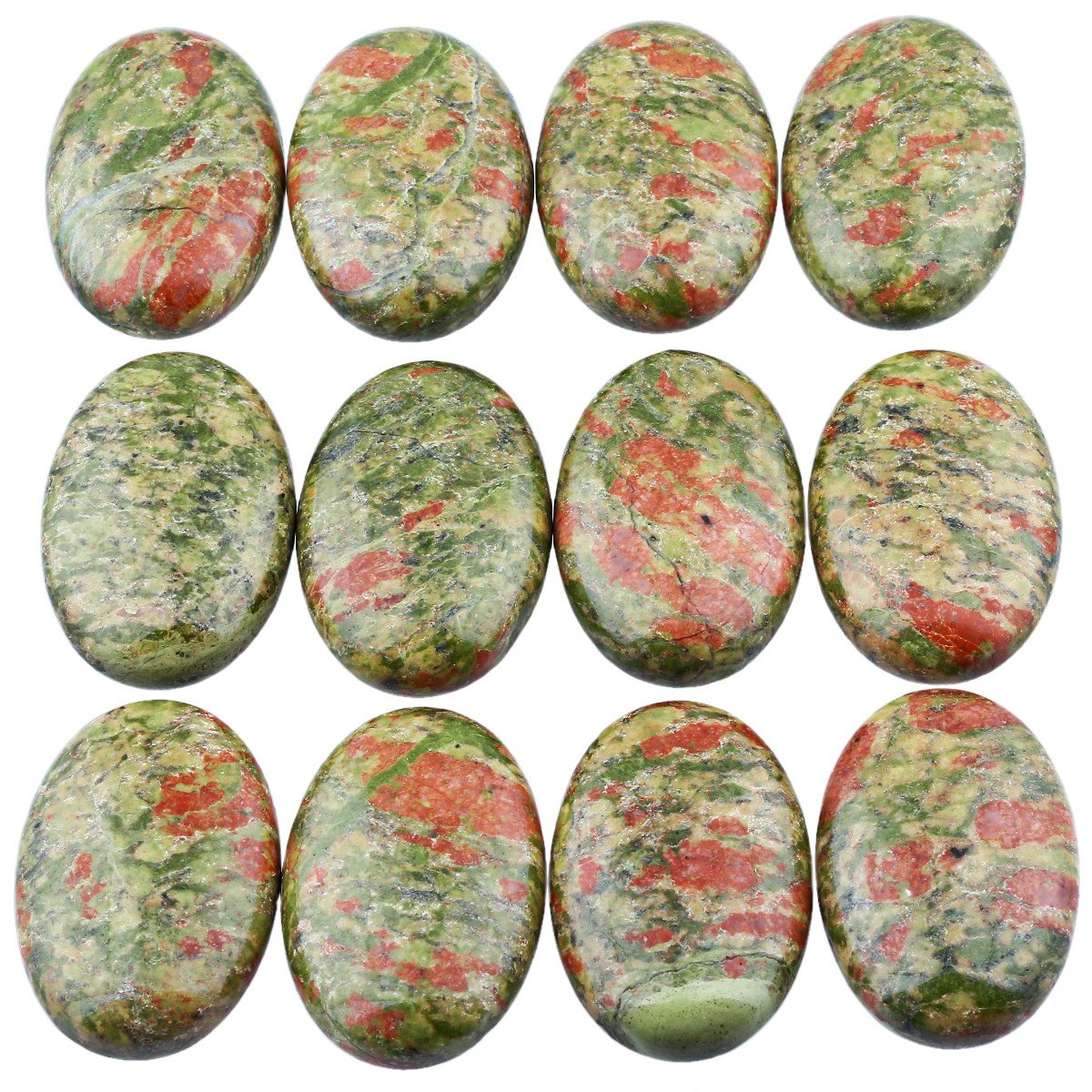 SUNYIK Unakite Oval para Palma, ideal para sesiones de reiki y meditación.