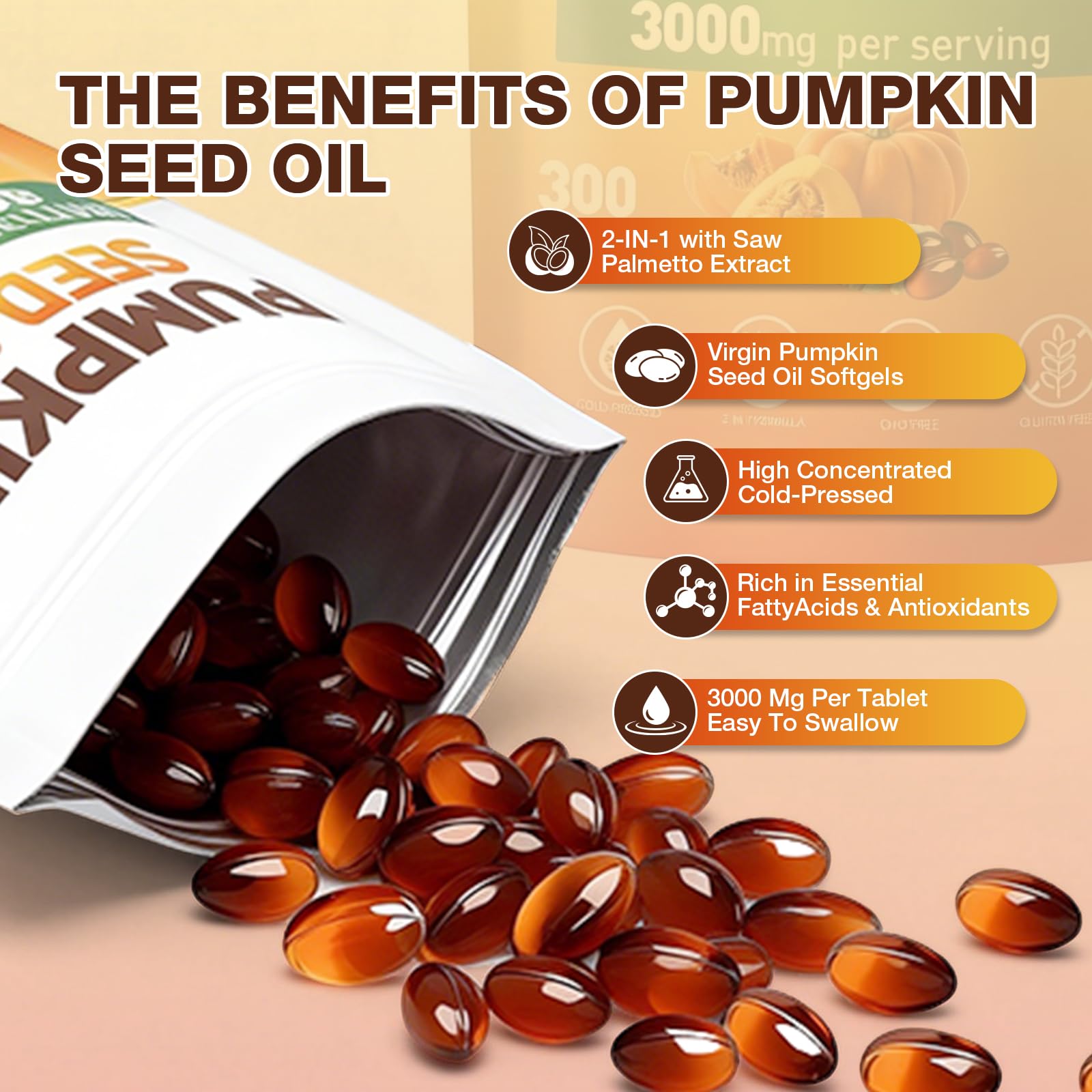Aceite de calabaza SUOOCH prensado en frío, conserva nutrientes para la salud diaria.