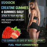 SUOOCH Creatine Gummies sabor frambuesa para pre-entrenamiento