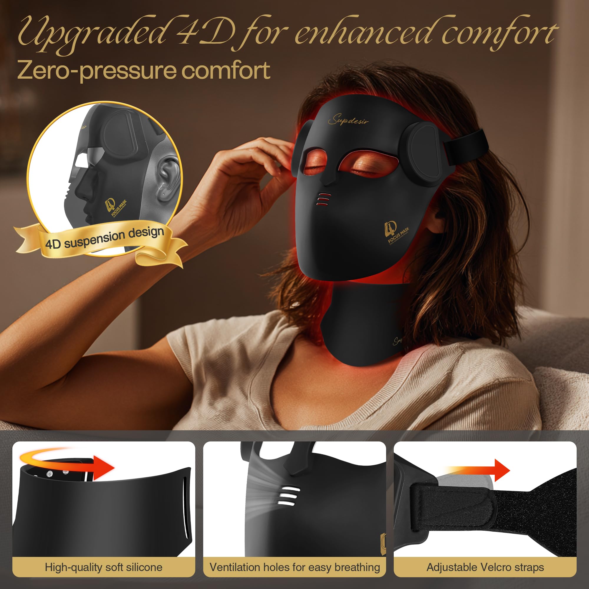 SUPDESIR luz morada para rostro con comodidad y cobertura uniforme