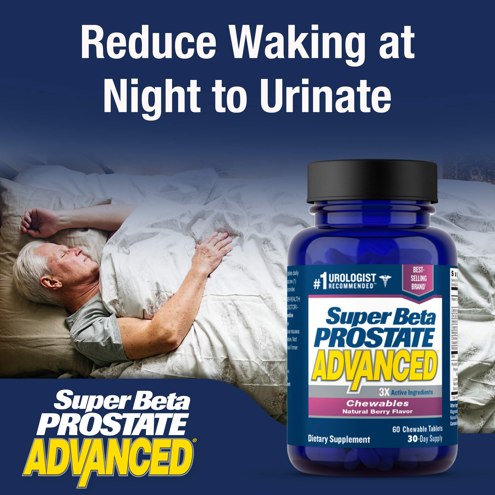 SUPER BETA PROSTATE, masticables para apoyo urinario y mayor comodidad.