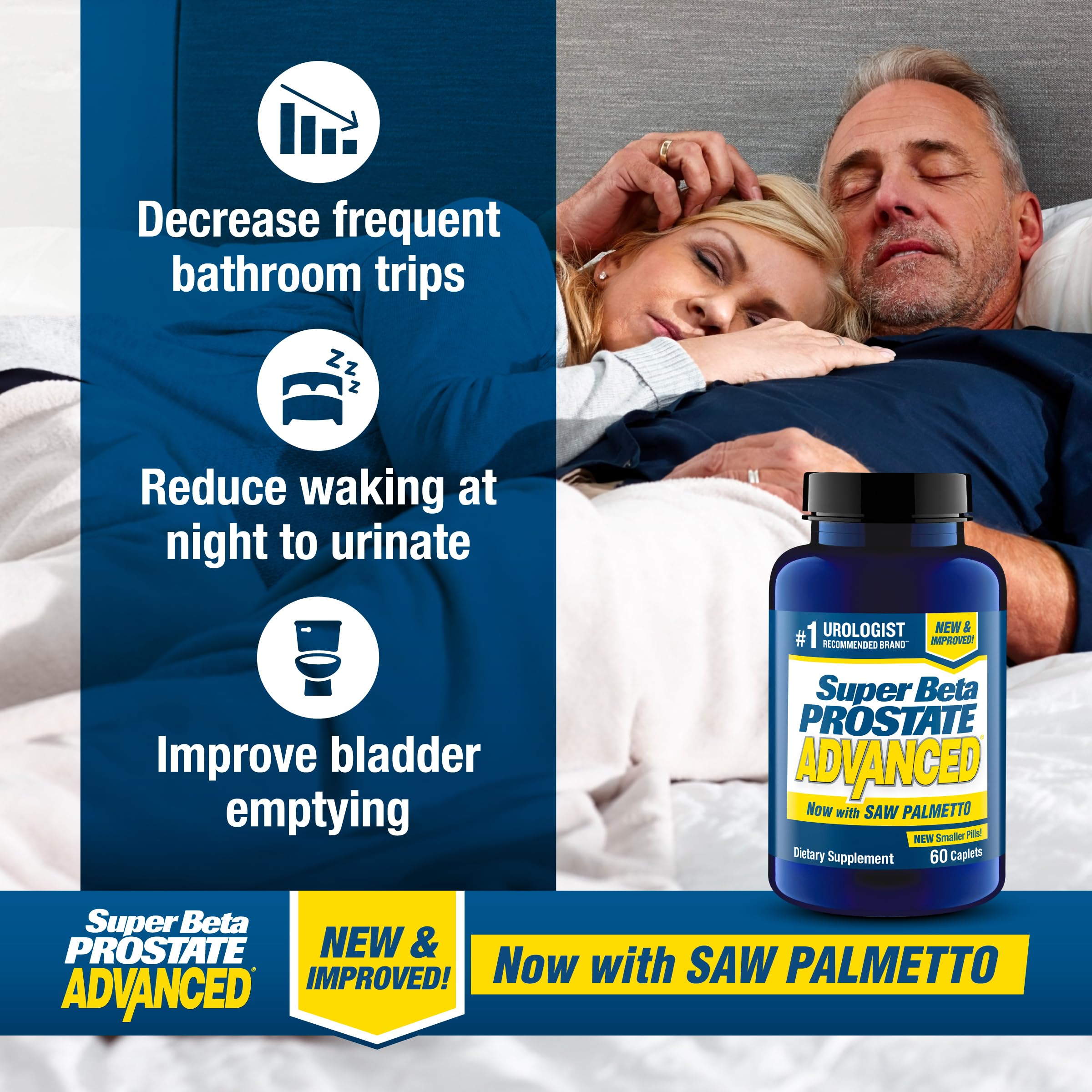 SUPER BETA PROSTATE: frente de la botella, cápsulas para salud prostática.