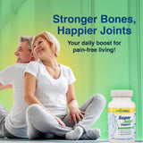 SUPER JOINT SUPPORT etiqueta nutricional, resalta vitamina D y magnesio para huesos.