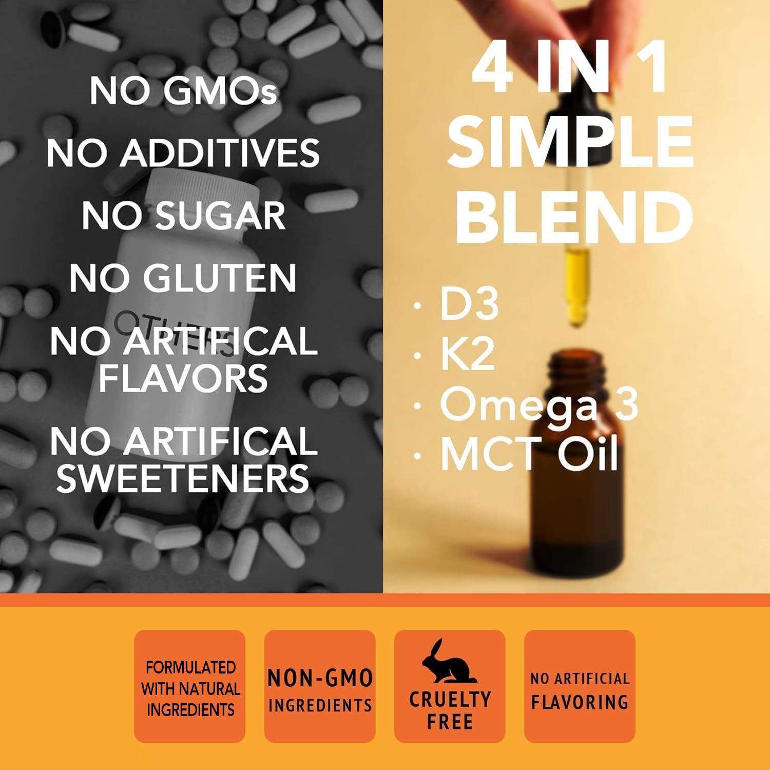 Super Natural Goods aceite MCT, base suave para mejor absorción.