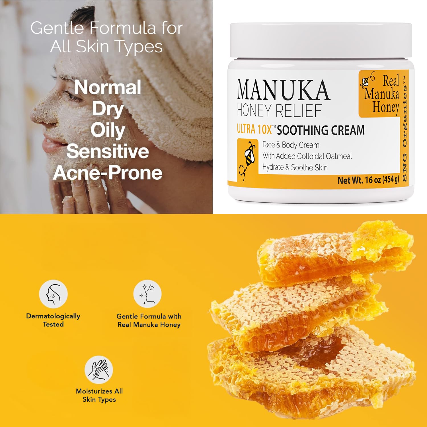 Super Natural Goods Manuka Honey Cream textura cremosa que se aplica con facilidad.