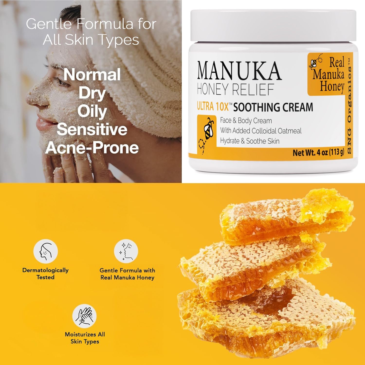 Super Natural Goods crema miel manuka: textura cremosa para hidratación rápida