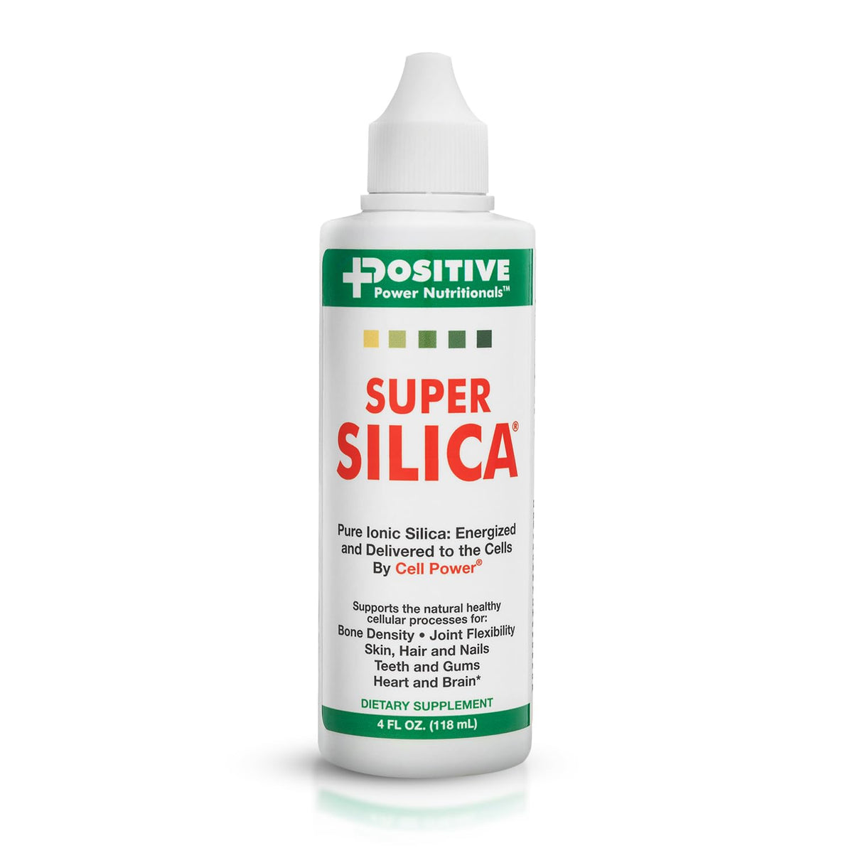 Super Silica: botella con gotero para dosis diarias que favorecen cabello y uñas.