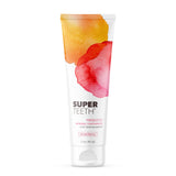 Pasta dental SuperTeeth en tubo con sabor fresa para uso diario.