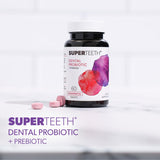 SUPER TEETH adultos con sonrisa más fresca gracias al probiótico diario.