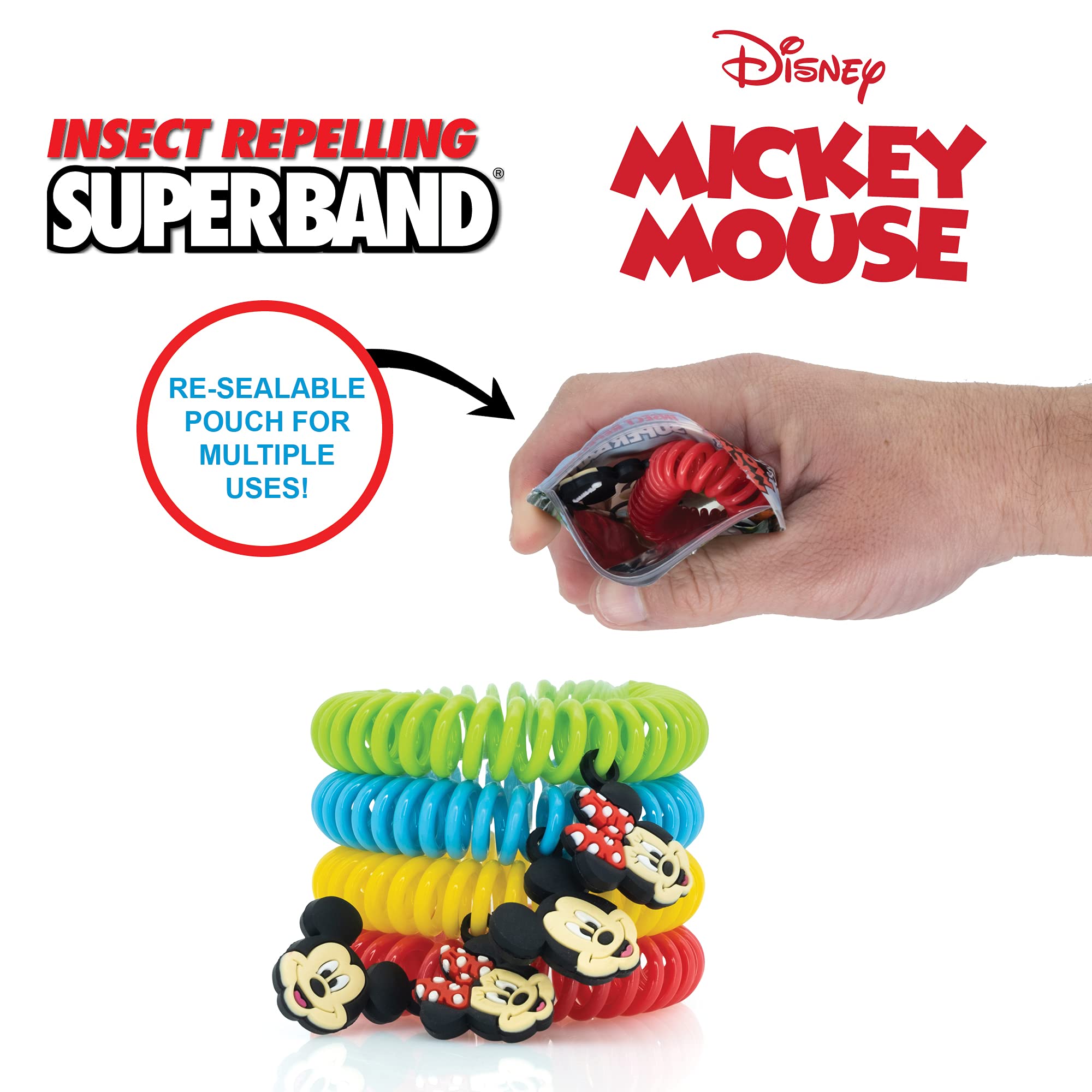 Adornos Mickey y Minnie en la pulsera repelente de Superband