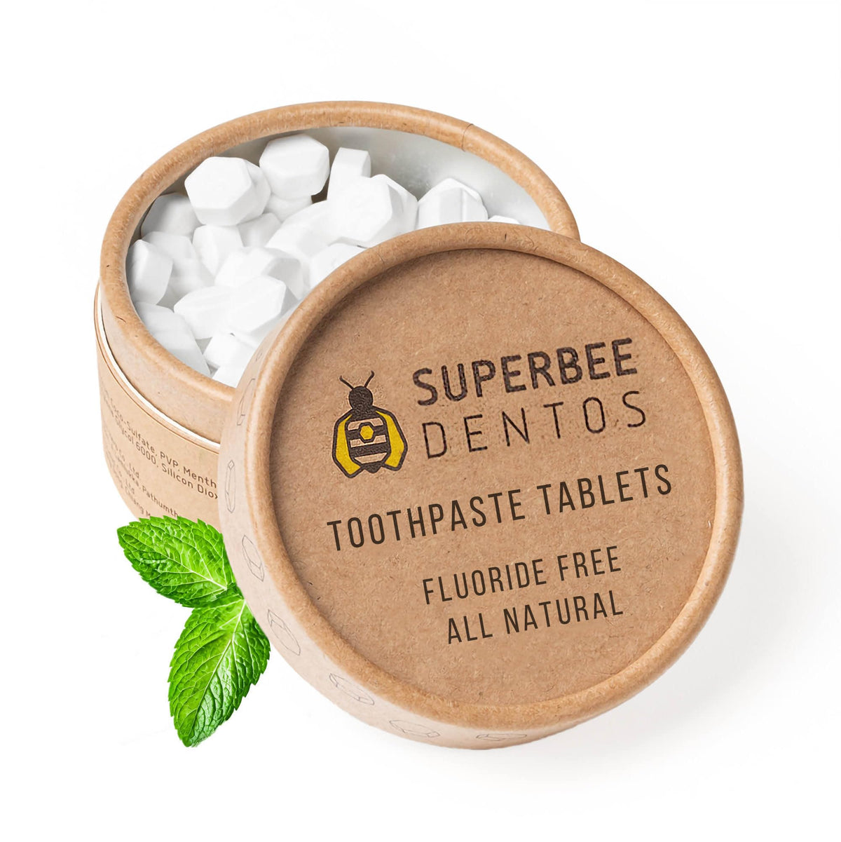 SuperBee DENTOS tabletas dentales menta, masticarlas para una boca fresca y limpia.