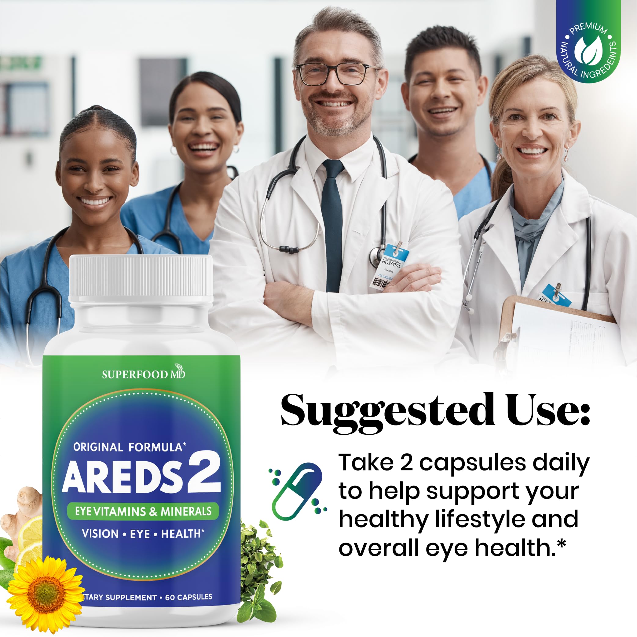 Superfood MD AREDS-2: caja de suplementos para cuidado ocular diario