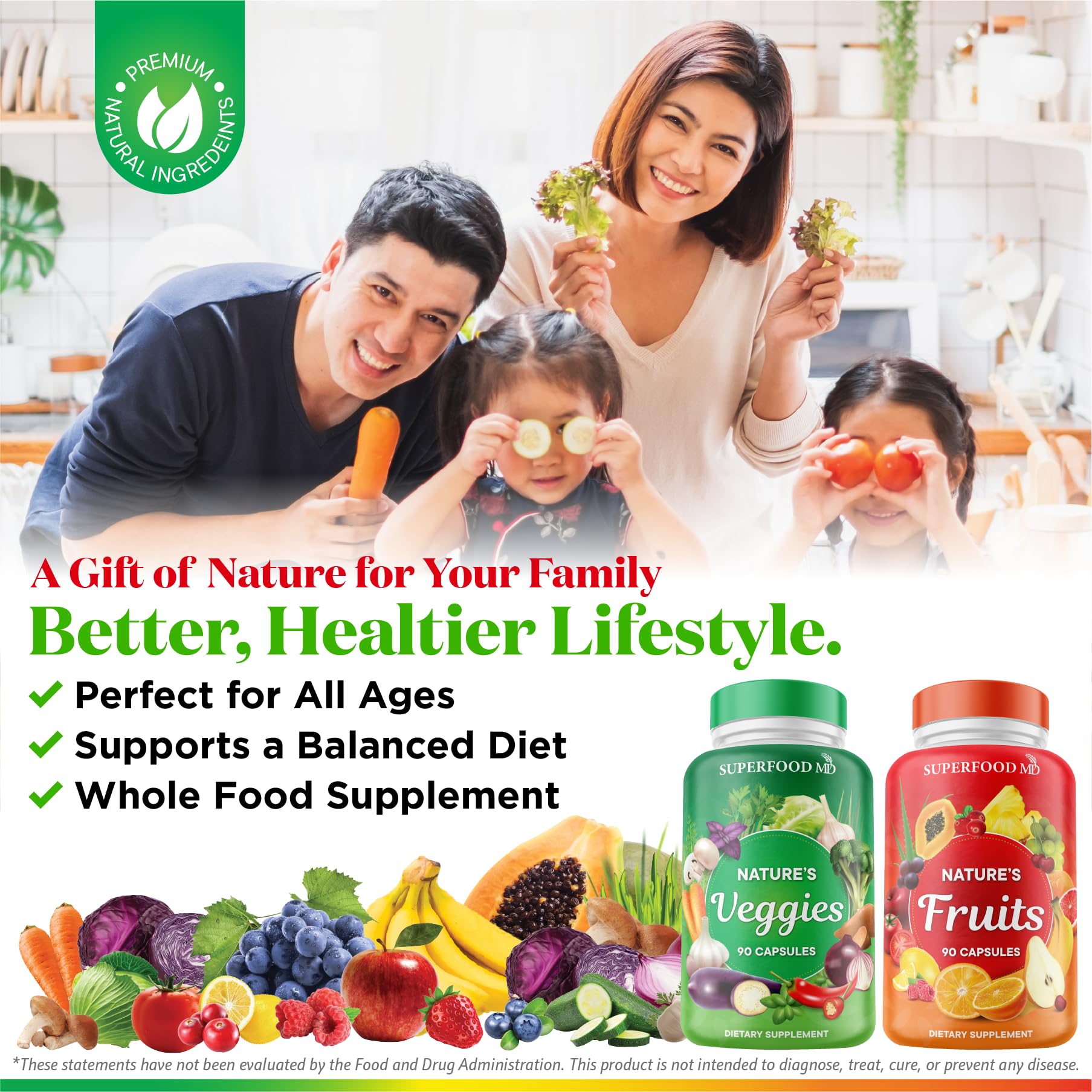 Superfood MD Frutas y Verduras: capsulas faciles de tomar para habitos saludables.
