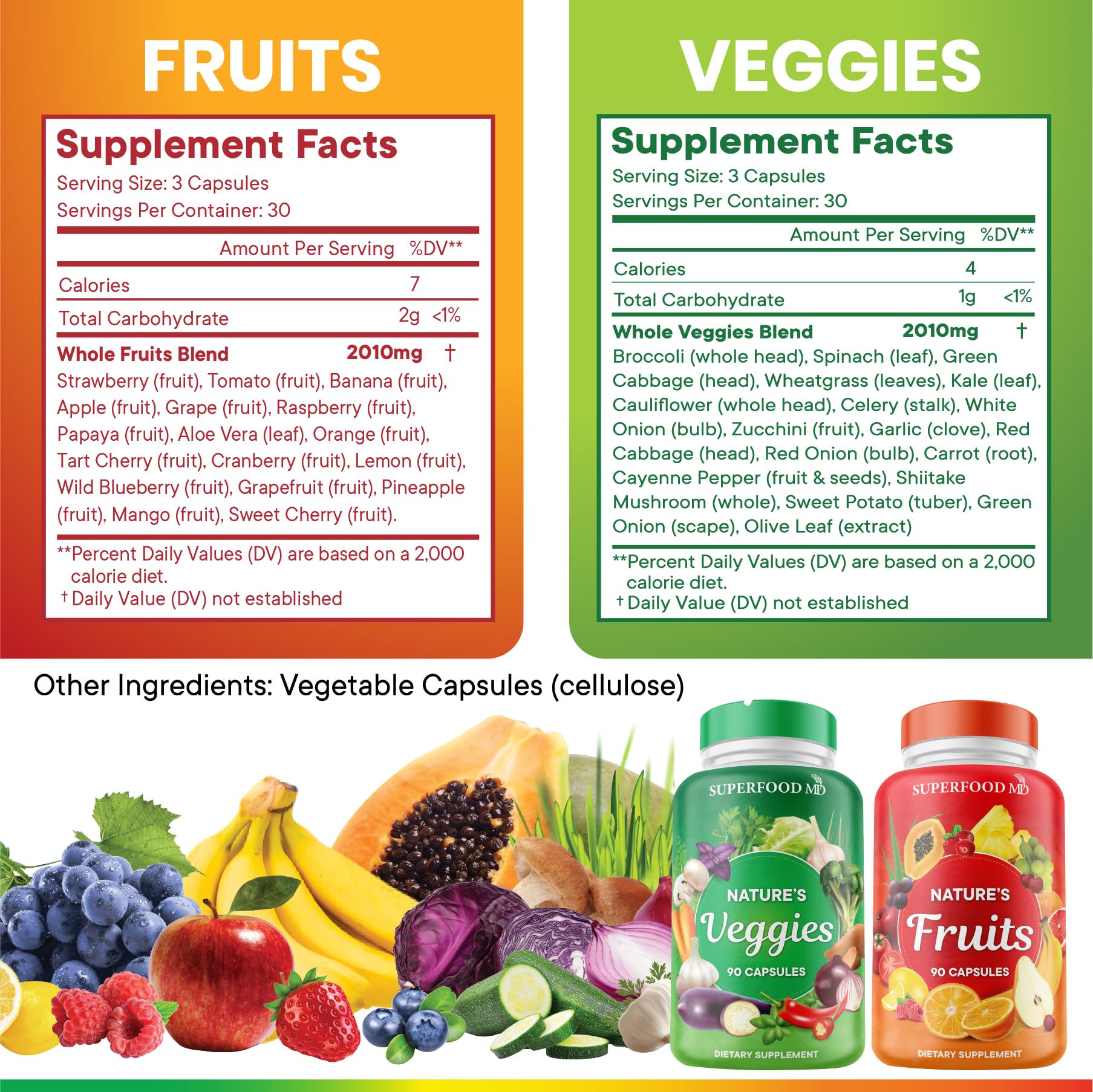 Superfood MD Frutas y Verduras: etiqueta visible que destaca beta caroteno.