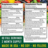 Mezcla de más de 30 frutas y verduras en cápsulas.