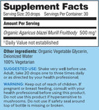 Agaricus Bio Super Liquid: origen estadounidense y cultivo orgánico certificado.