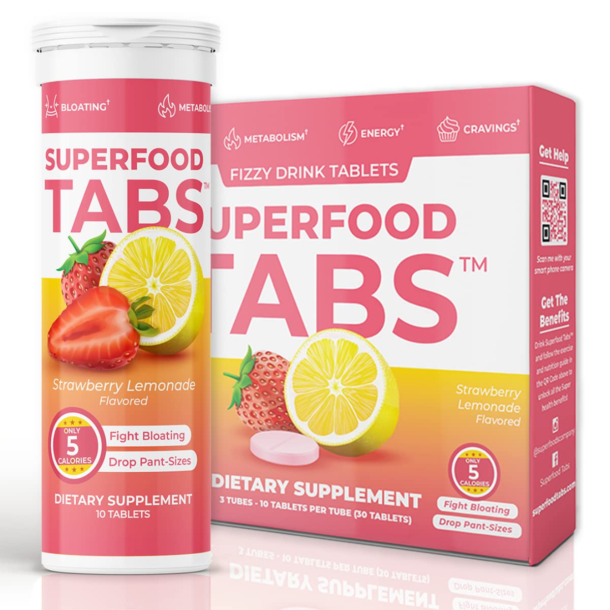 Superfood Tabs: botella detox para apoyar hábitos saludables y energía diaria.