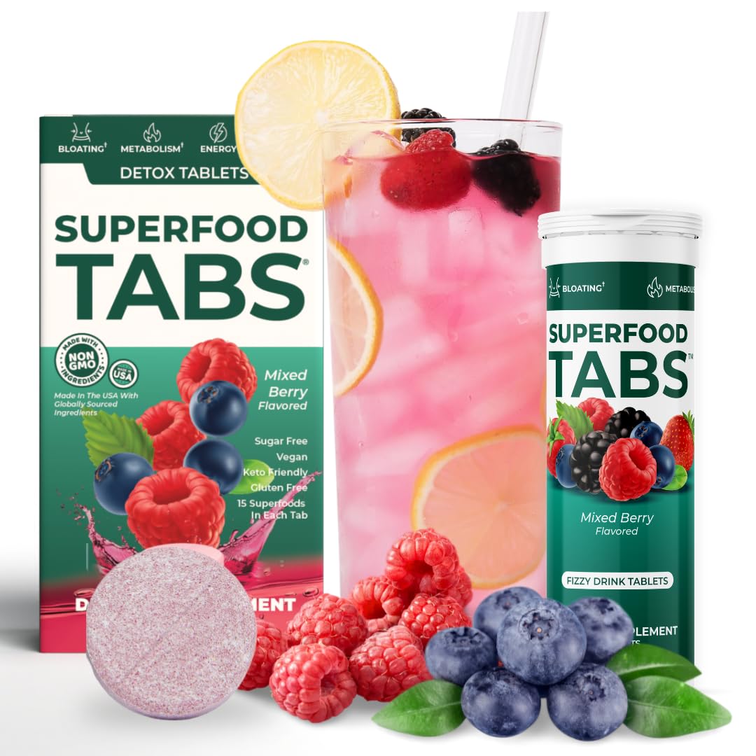 Superfood Tabs detox disolución en agua para hidratación fácil y agradable.