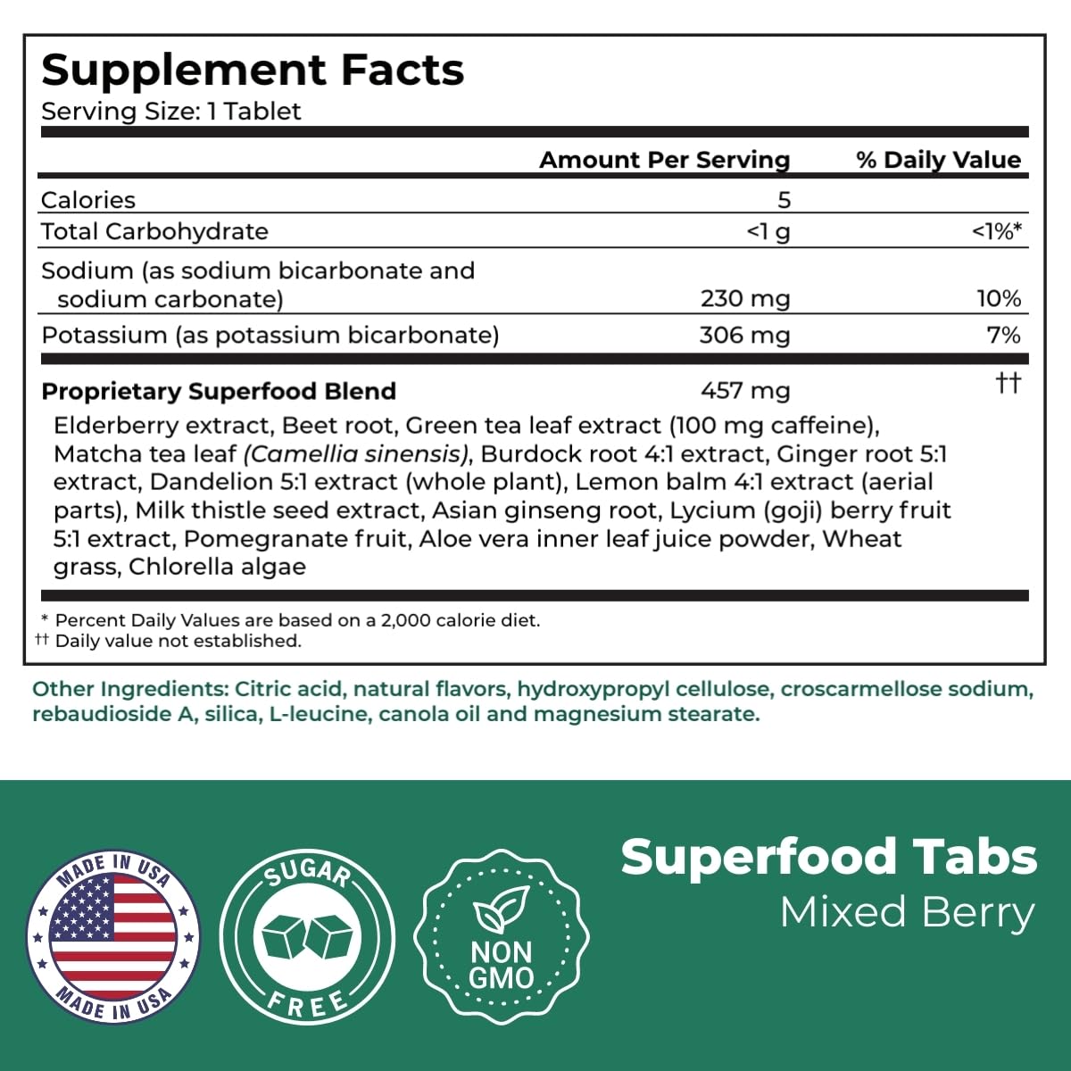 Dosis diaria de Superfood Tabs Detox en un vaso de agua.
