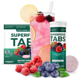 Instrucciones simples para mujeres y hombres: tableta de Superfood Tabs diaria.