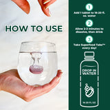 Frasco de detox de Superfood Tabs en empaque práctico para uso diario.